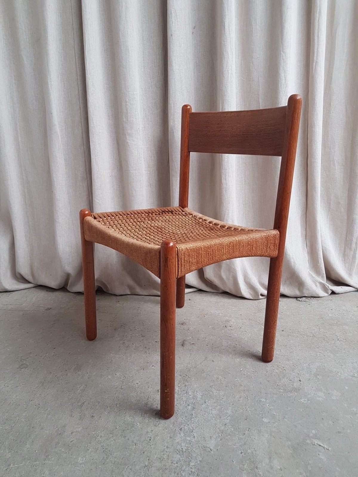 Furniture Vtg Mid Century Danish Papercord Dining Side Desk Chair Scandi Retro R803 photo