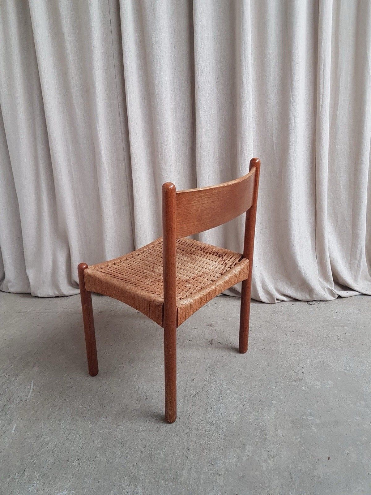 photo vinterior Vtg Mid Century Danish Papercord Dining Side Desk Chair Scandi Retro R803