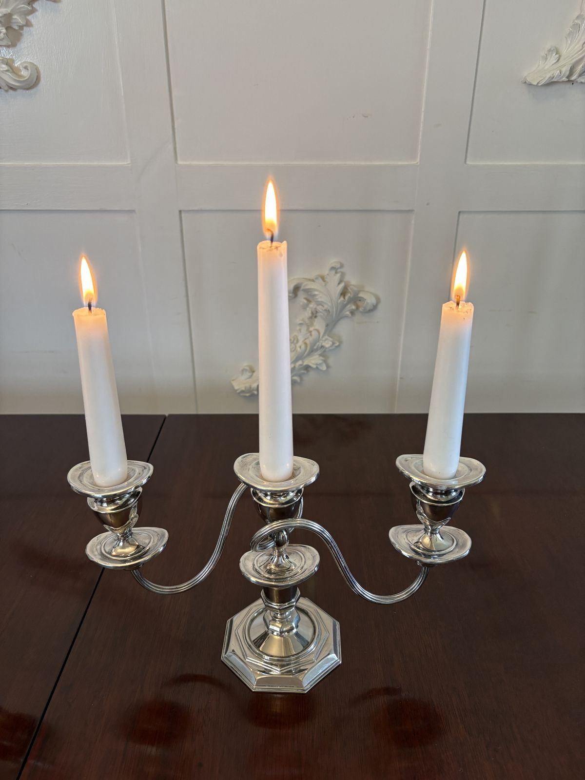 Pair Of Antique Early 20th Century Quality Silver Plated Candelabras photo Home Decor