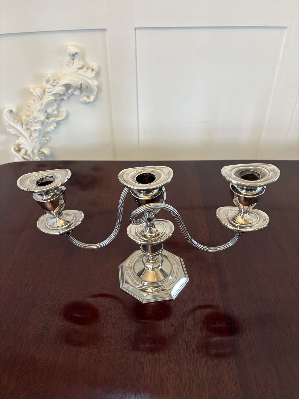 photo furniture Pair Of Antique Early 20th Century Quality Silver Plated Candelabras