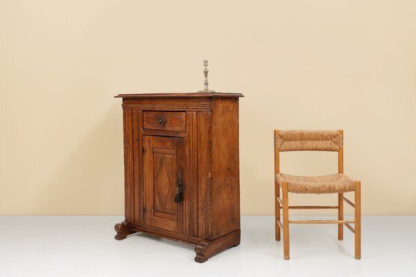 Belgian Hand Carved Single Door Cabinet In Oak, 16th Century photo buy