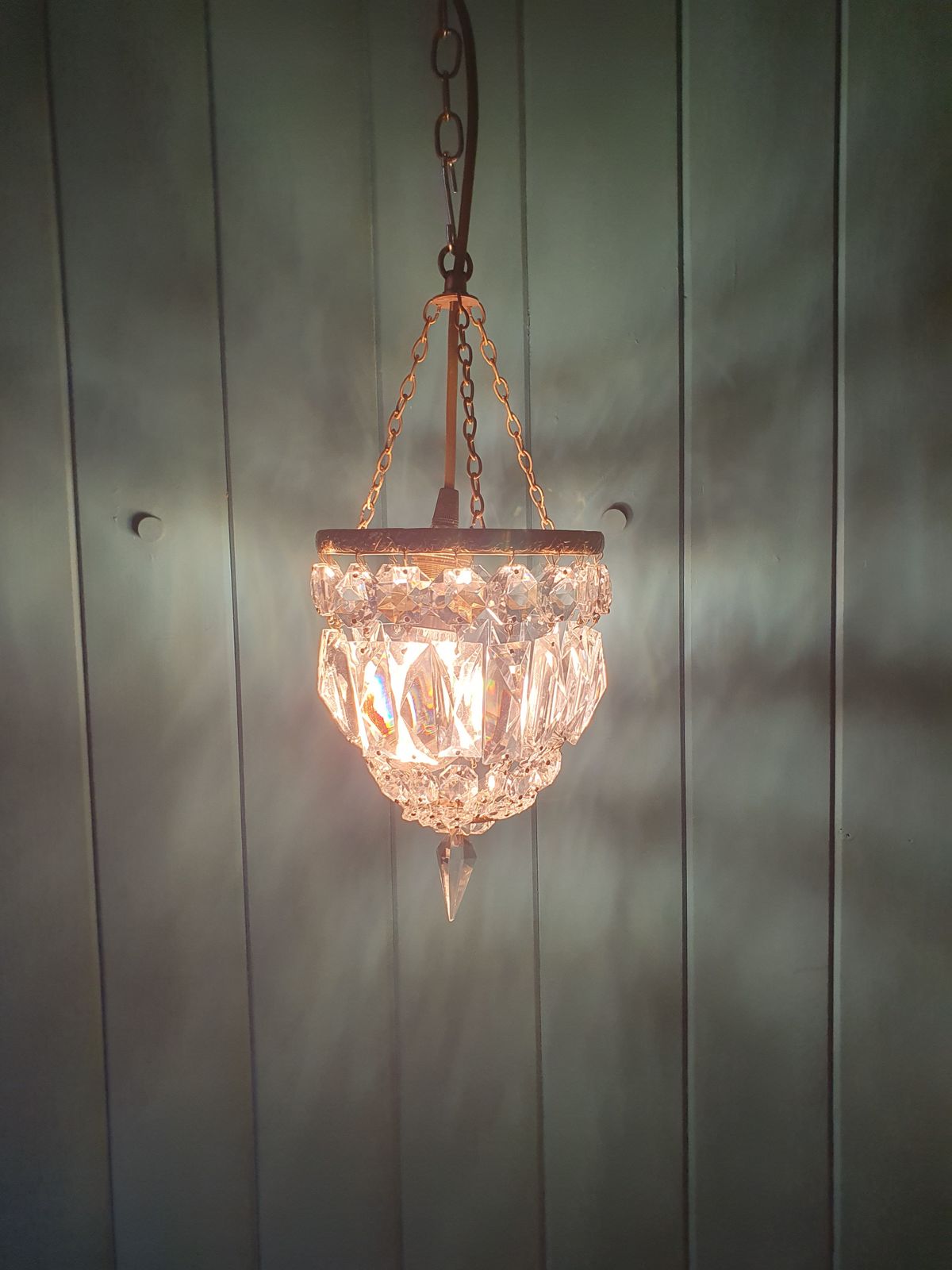 Early 20th Century Small Prism Bag Chandelier 6" photo furniture