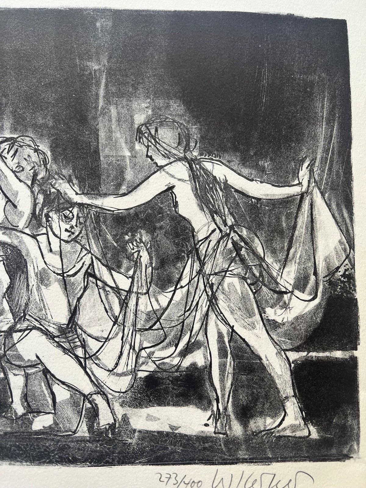 Mid Century 1960s Lithograph Print Signed By Artist, Modern Folk Decor, Classical Mythology Artwork Wall Decor   Ethereal Greek Fantasy Art photo 143.0