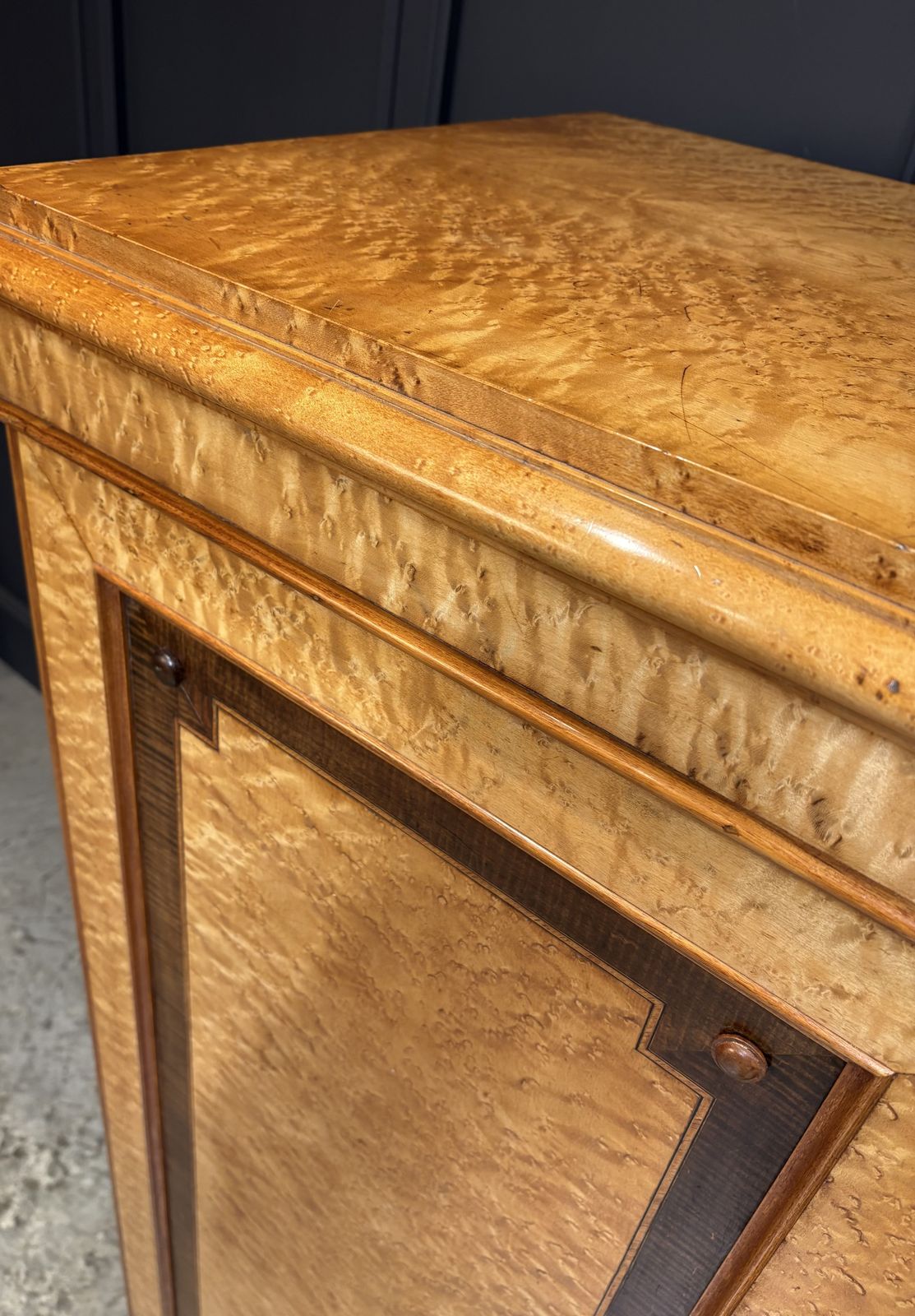 Furniture Low Victorian Birds Eye Maple Compactum Wardrobe photo