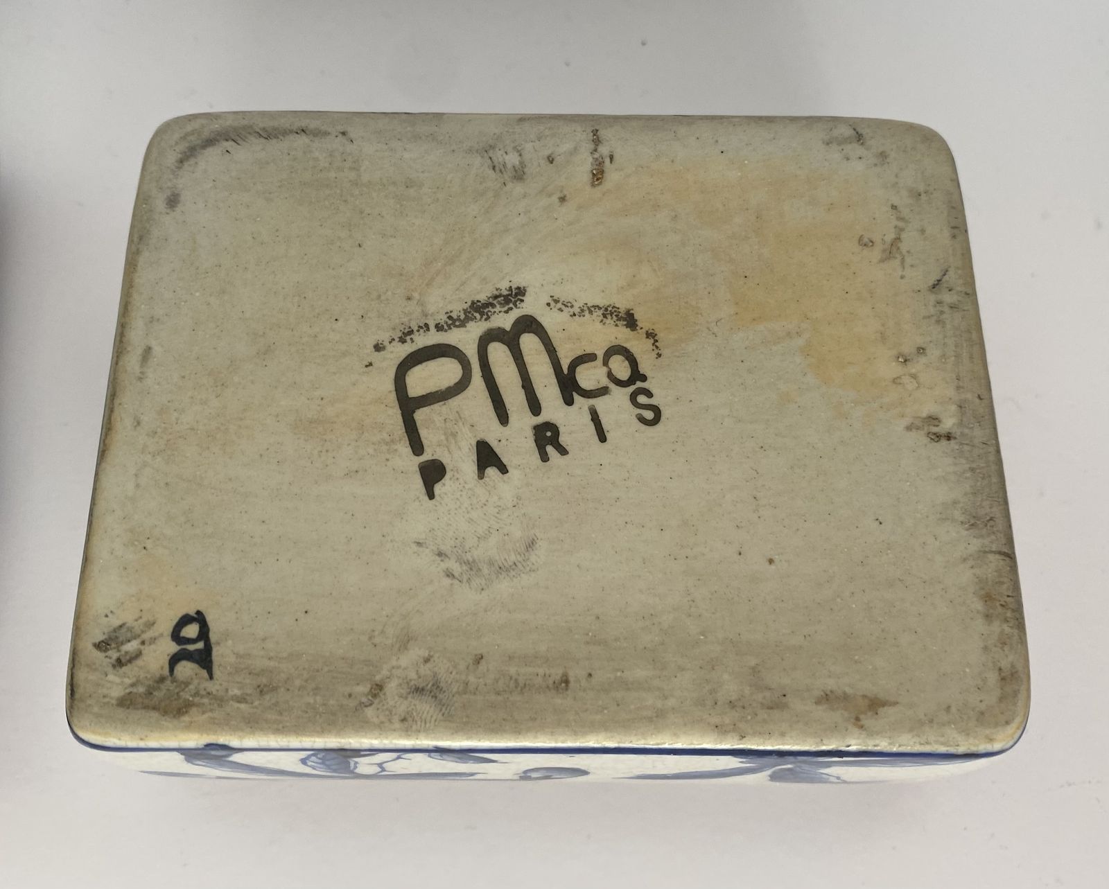 Parisienne, French Art Pottery, Lidded Trinket Box By Pmco, Paris photo buy