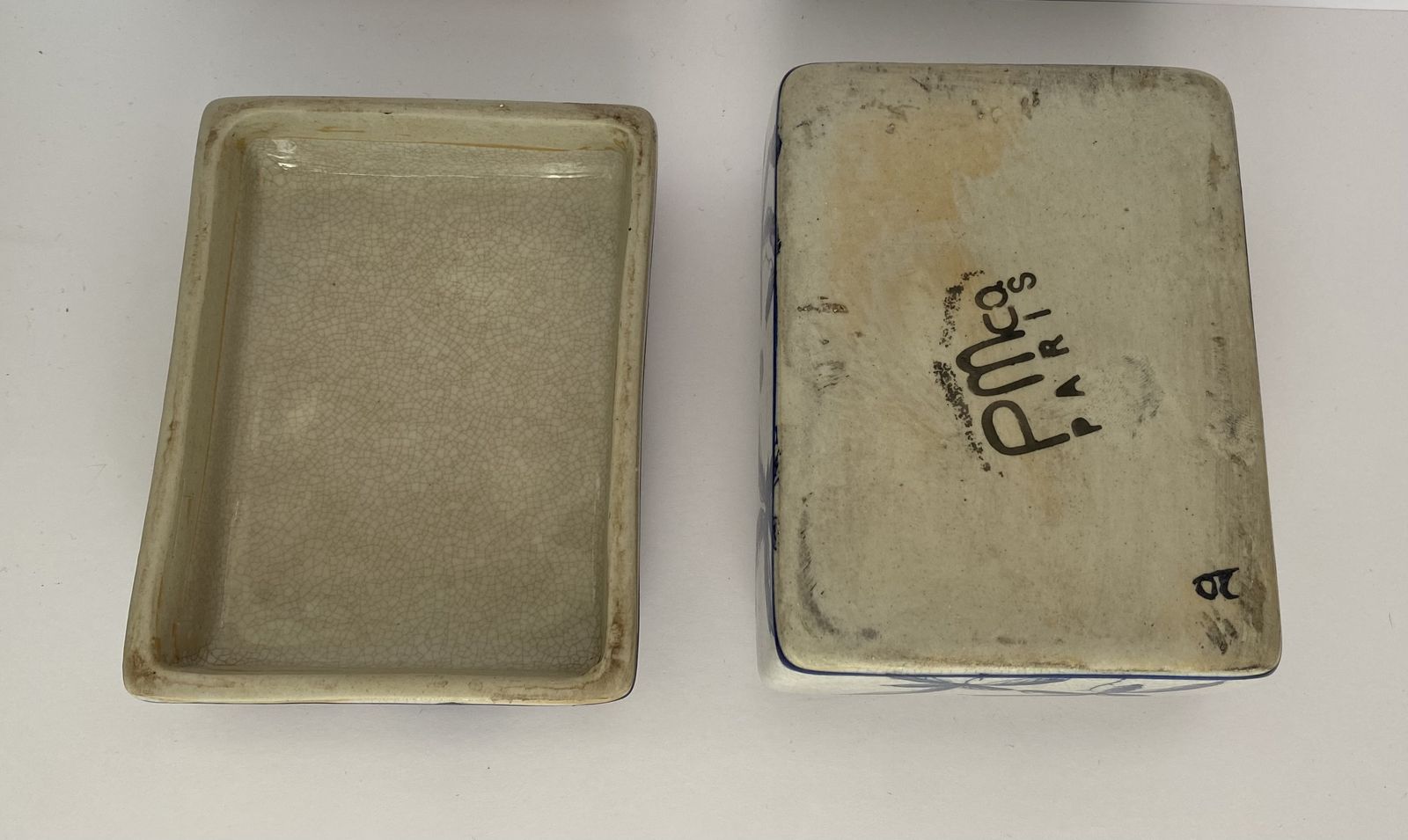 photo for sale Parisienne, French Art Pottery, Lidded Trinket Box By Pmco, Paris