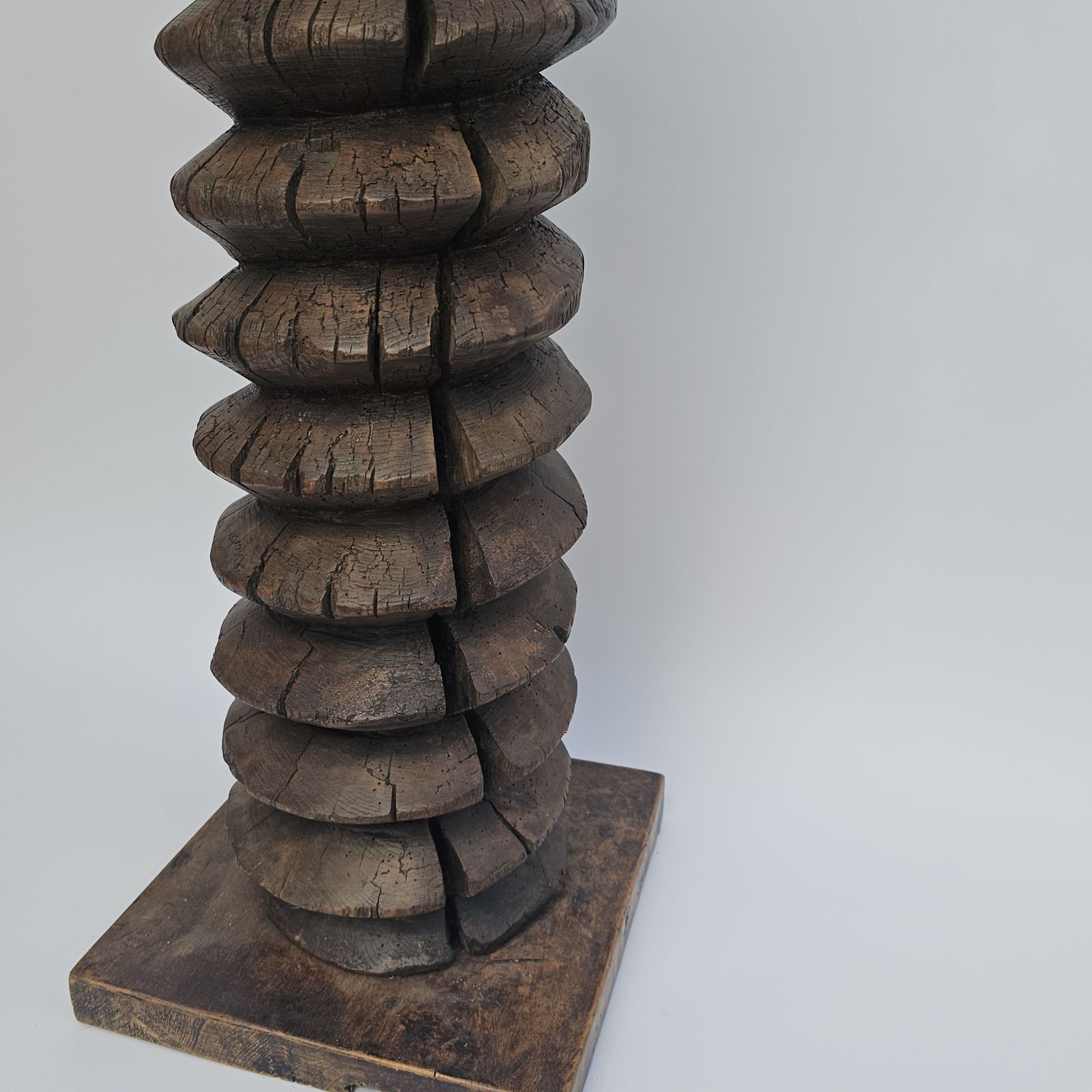 Vintage Large French Wine Press Corkscrew Pedestal Stand Plant Stand Jardiniere photo 475.0