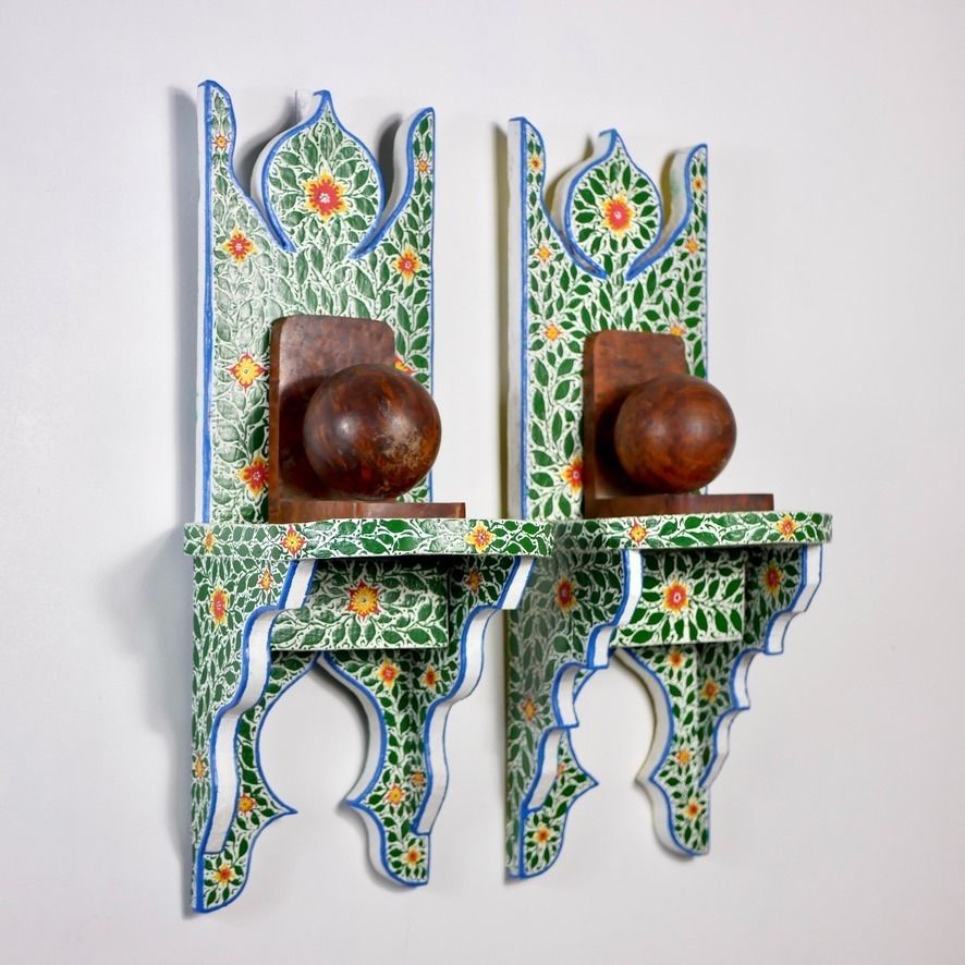 Pair Of Handmade Bedside Tables Or Shelves From Tunisia, Circa 1980