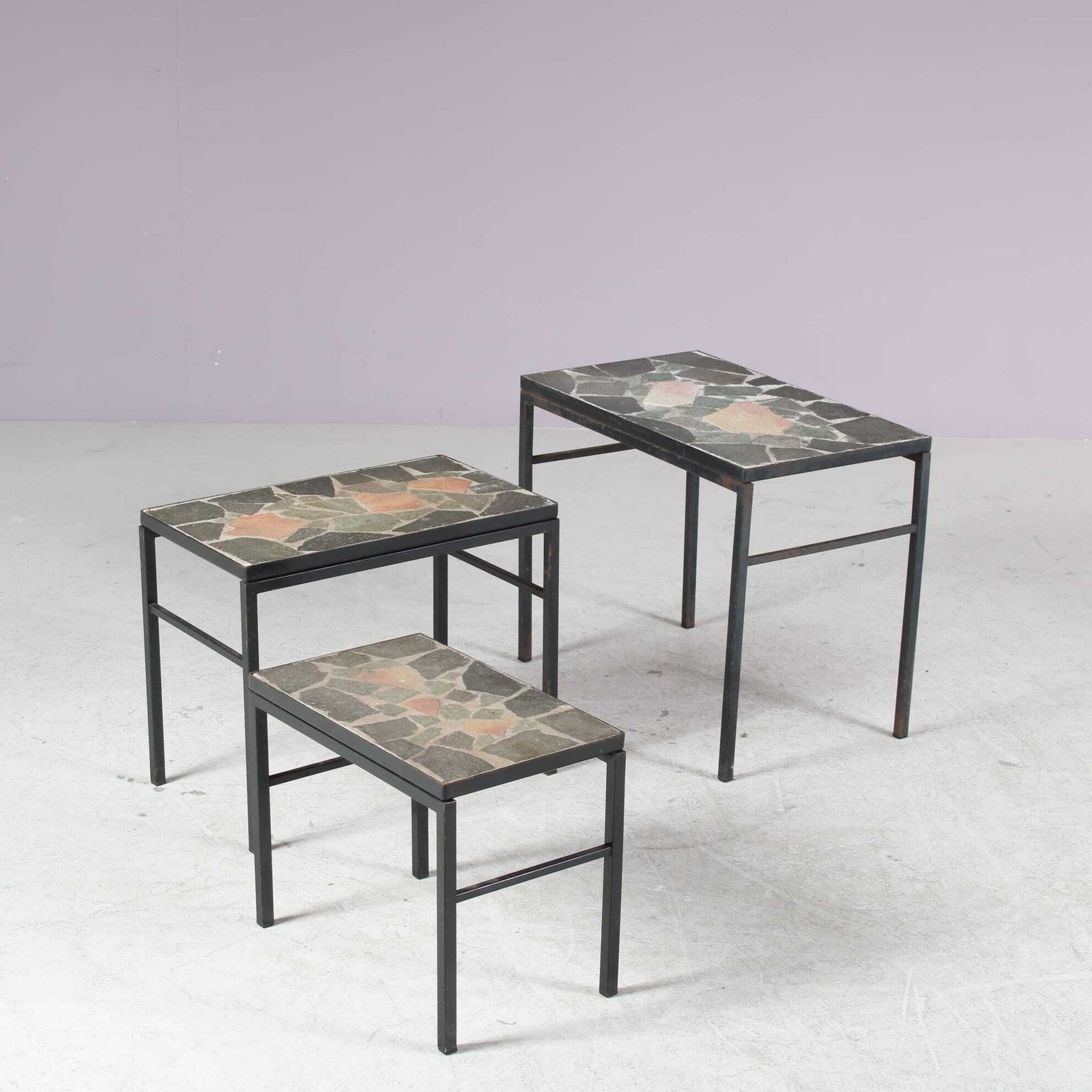 1960s Nesting Tables With Stone Tops From The Netherlands photo 220.0