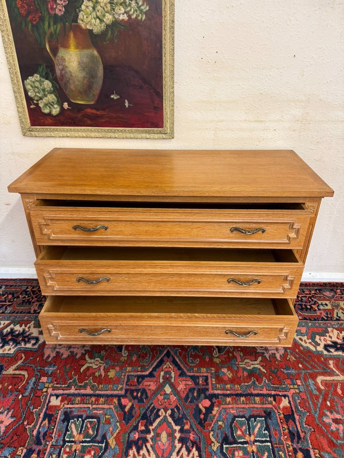 Fabulous French Empire Oak Commode/Chest Of Drawers Circa 1950 photo vinterior