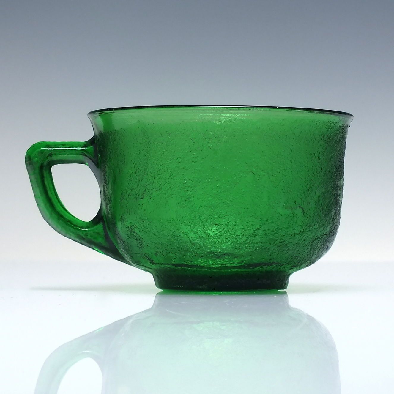 Six Vintage Green Glass Cups & Saucers C1950 photo furniture