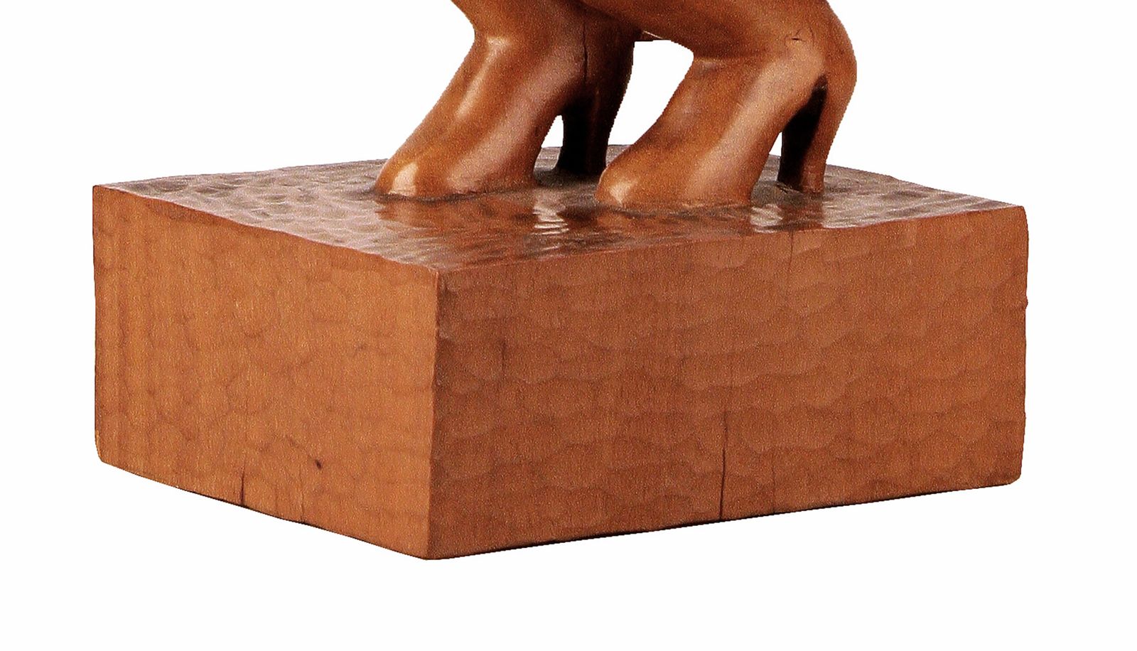 Mid 20th Century Varnished Wood Sculpture Of Crouched Lady By Spanish Author Godofredo Paino photo vintage
