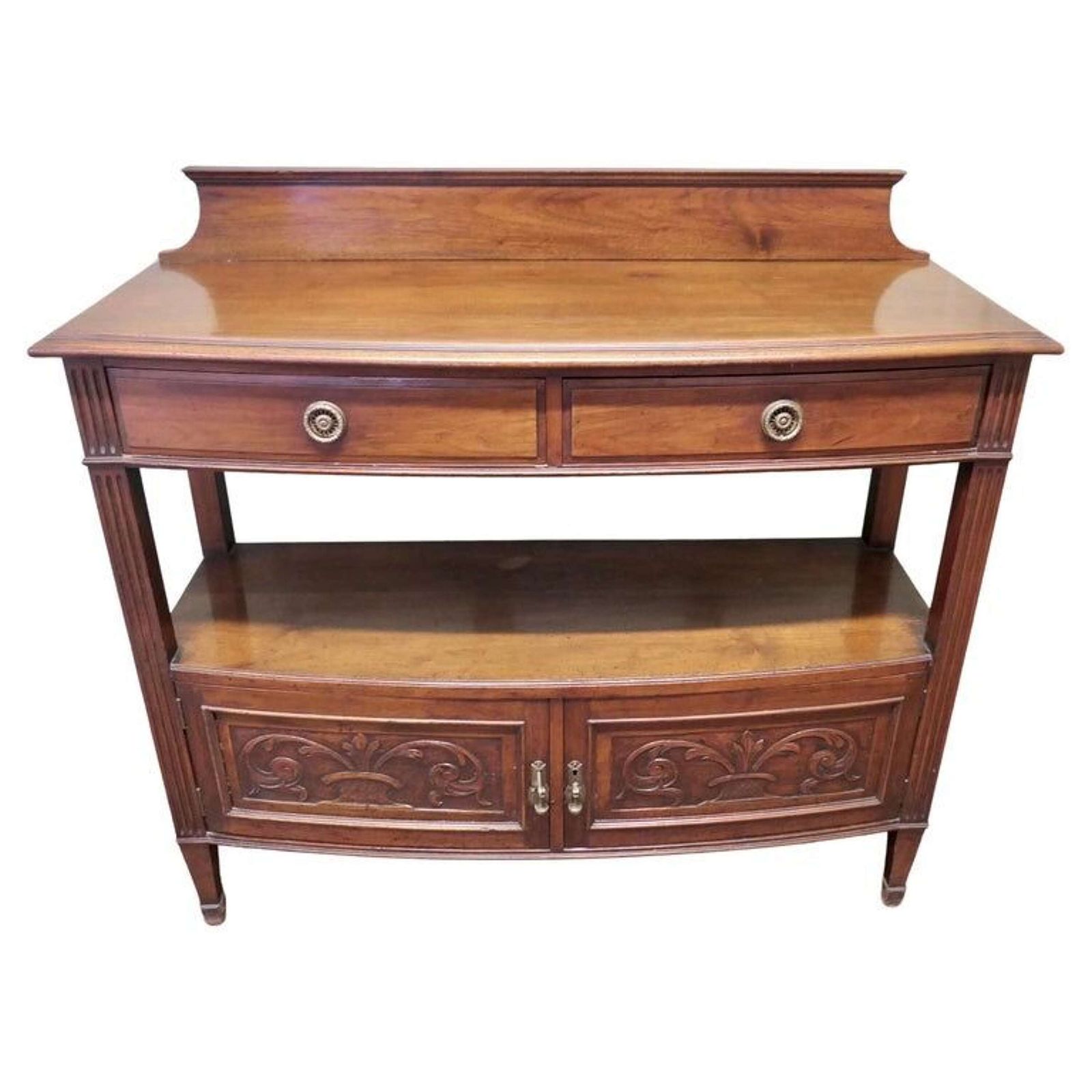 Carved Art Nouveau Walnut Side Board Or Buffet