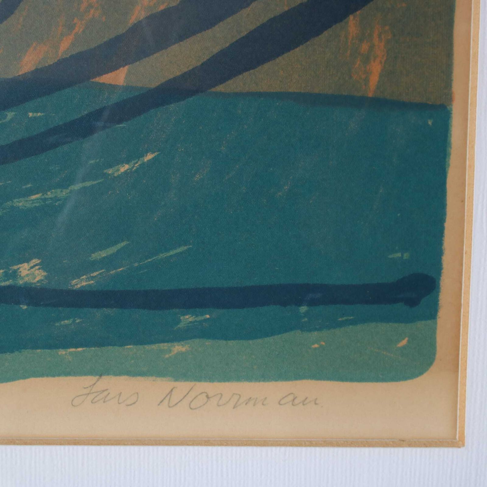 1950s Framed Lithograph By Lars Norrman, Sweden photo furniture