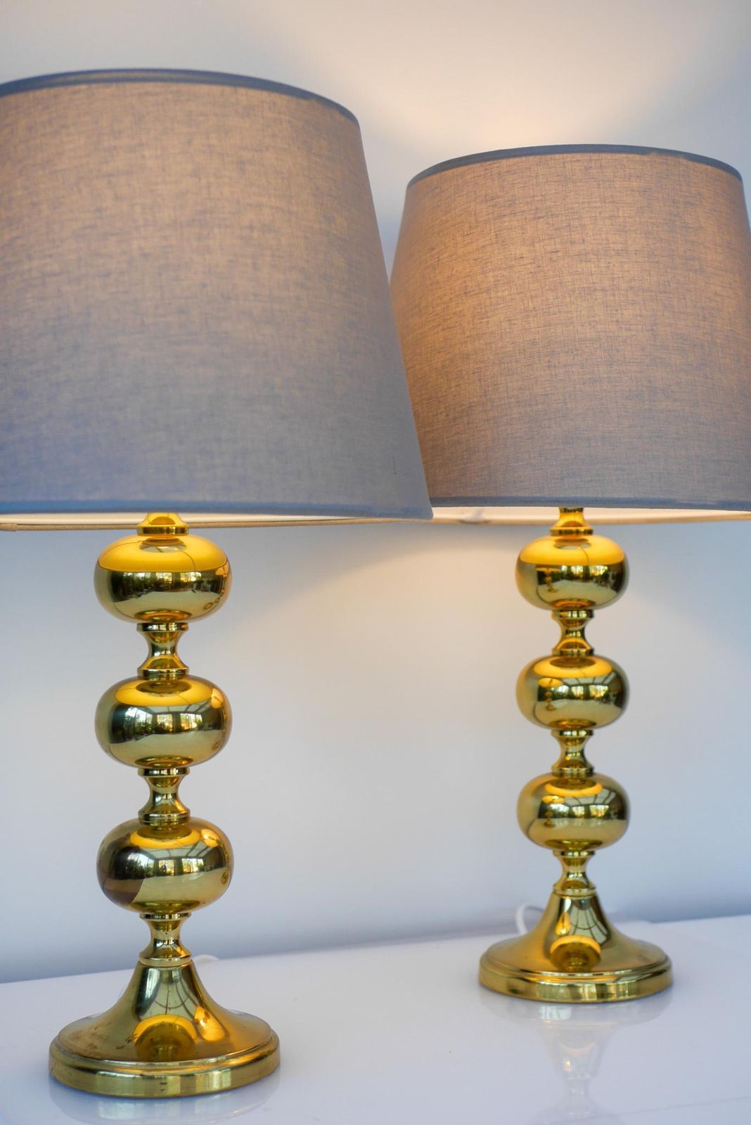 Scandinavian Modern Space Age Messing Tafellampen Van Nafa, Nybro, Zweden photo Verlichting