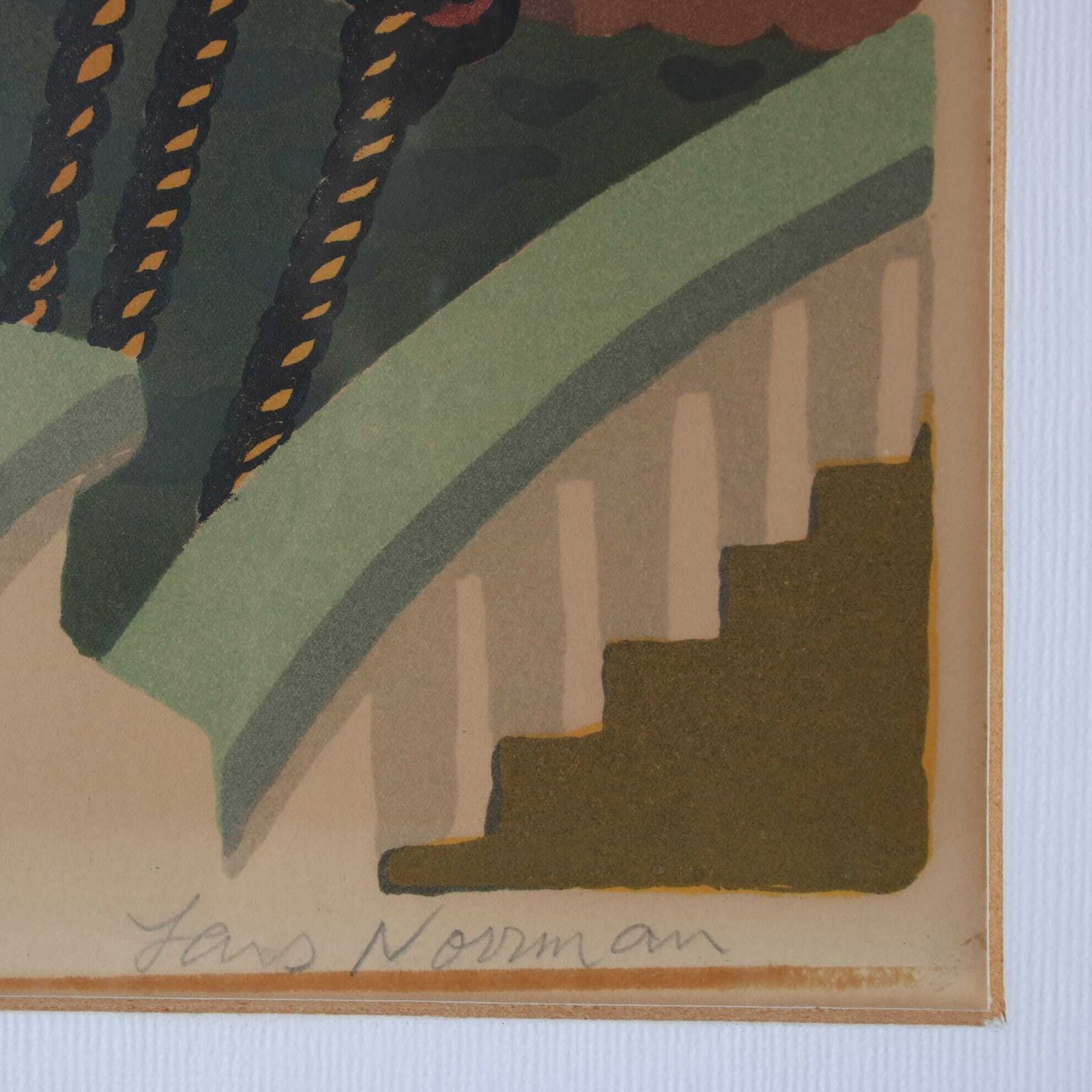 1950s Framed Lithograph By Lars Norrman, Sweden photo Art