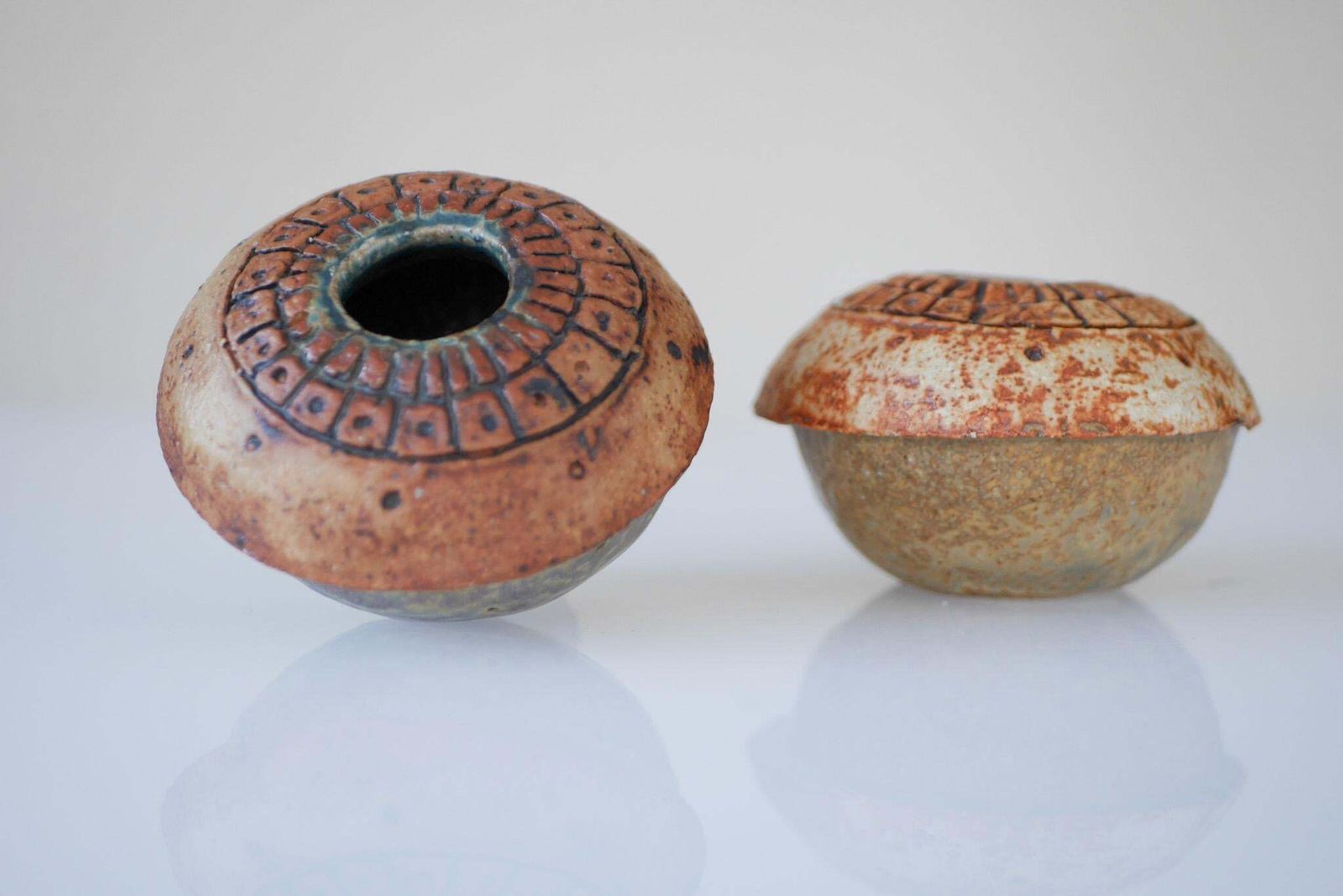 Brutalist Studio Pottery Vases Or Pots By Bernard Rooke, 1960s, Set Of 2 photo buy