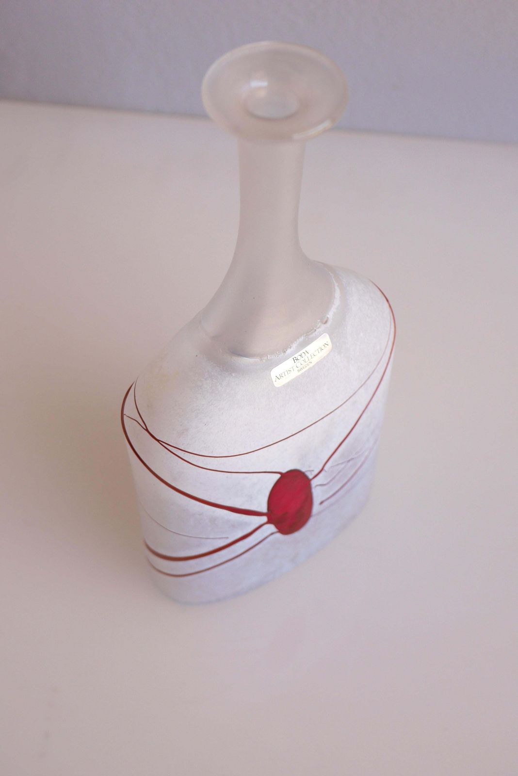 Glass Art Vase From "Artist Collection" By Vallien, Kosta, Sweden photo vintage