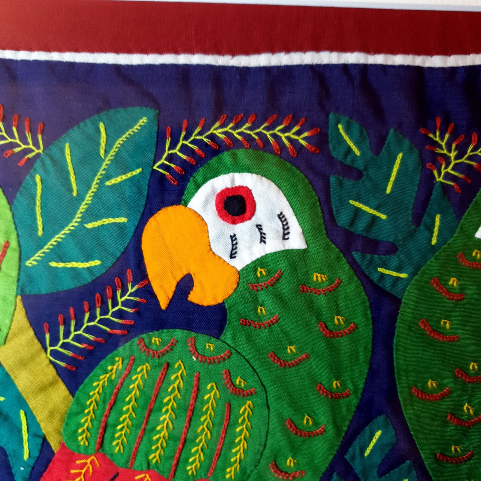 Textiles Molas Parrots Textile Appliqué Embroidery Folk Art By Kuna Yala Indians Panama photo