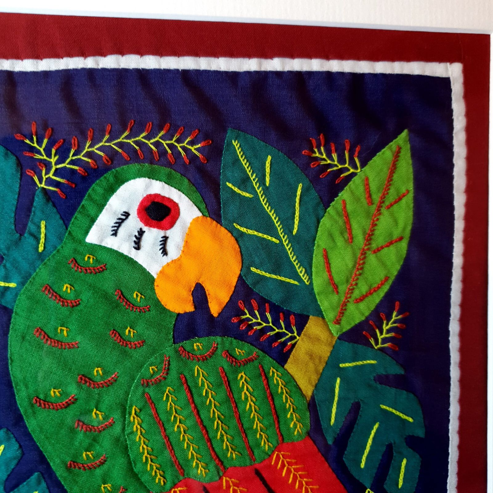 150.0 Molas Parrots Textile Appliqué Embroidery Folk Art By Kuna Yala Indians Panama photo
