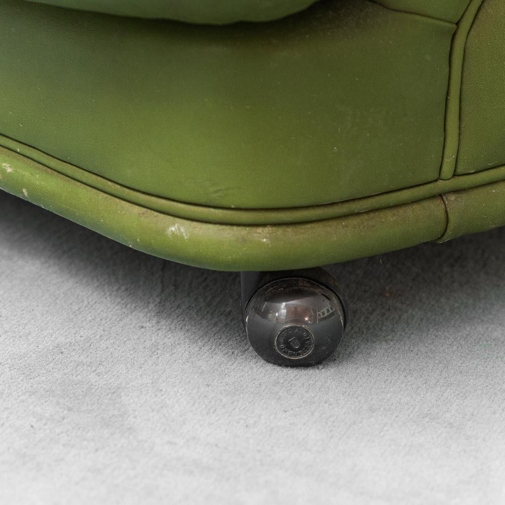 photo for sale Green Leather Armchair 1950s Vintage Modern Antiques