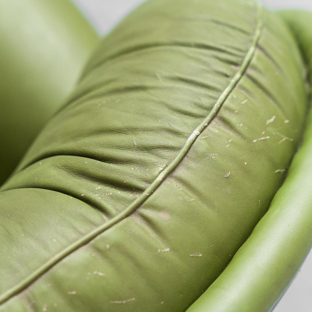 379.0 Green Leather Armchair 1950s Vintage Modern Antiques photo