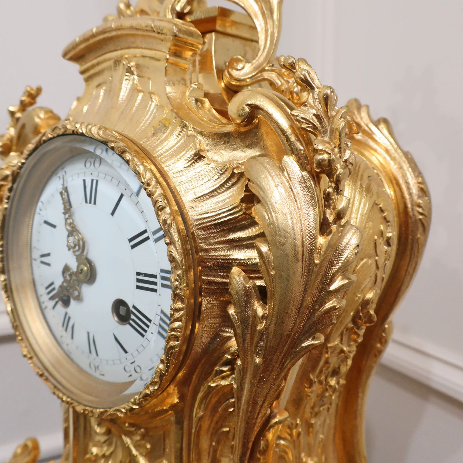 French Louis XV Style Gilt Brass Mantel Clock By Japy Freres photo vintage