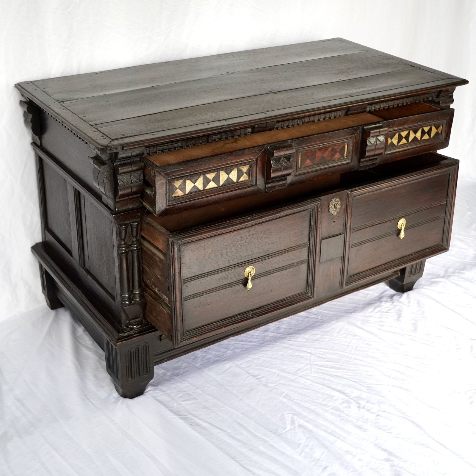 17th Century & Later Oak Coffer/ Chest Of Drawers photo furniture