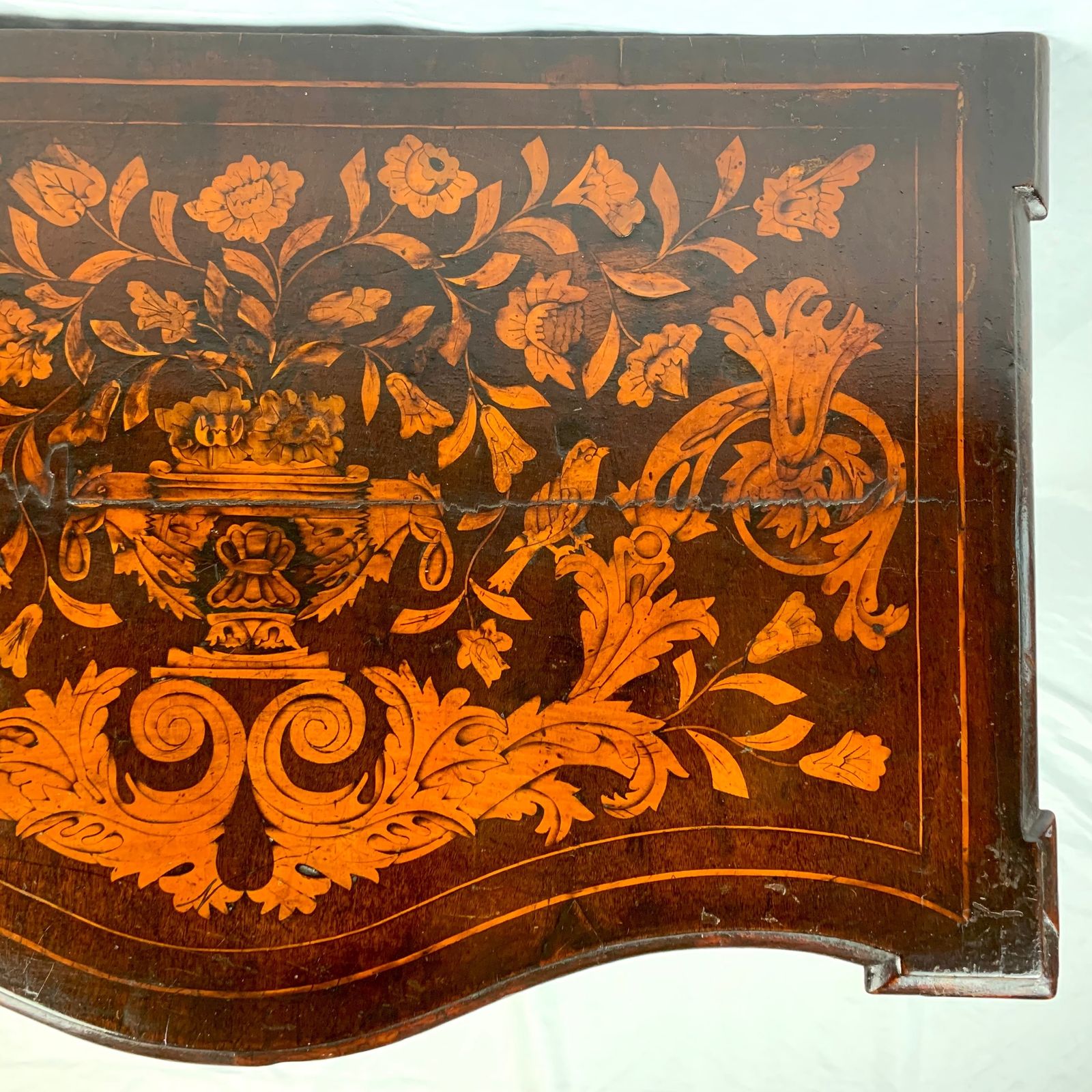 18th Century Dutch Marquetry Walnut Serpentine Side Table photo vinterior