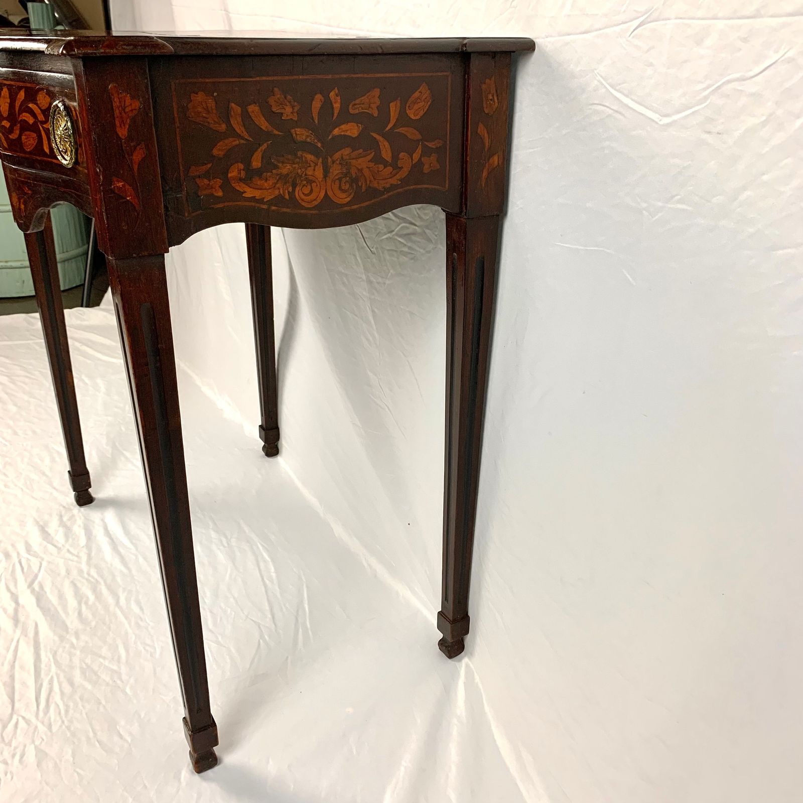 photo for sale 18th Century Dutch Marquetry Walnut Serpentine Side Table