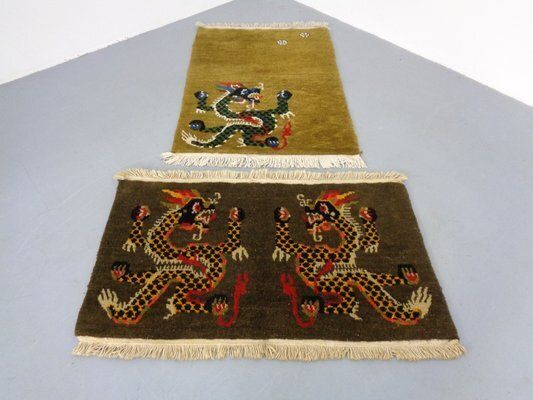 Hand Knotted Tibetan Dragon Rug, 1950s, Set Of 2 photo buy