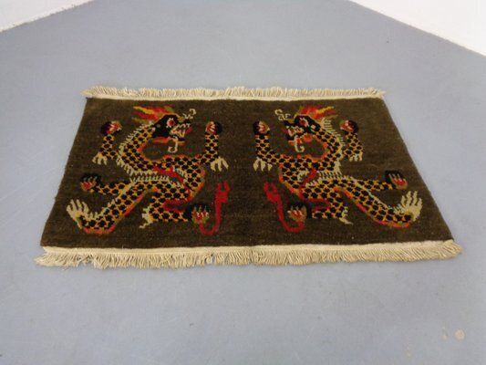 Hand Knotted Tibetan Dragon Rug, 1950s, Set Of 2 photo vintage