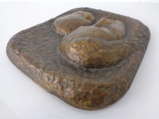 252.0 German Bronze Relief Of Mother With Baby, 1940s photo