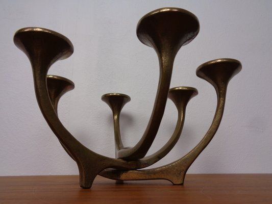 Brutalist Bronze Candleholder By Michael Harjes, 1960s photo vintage