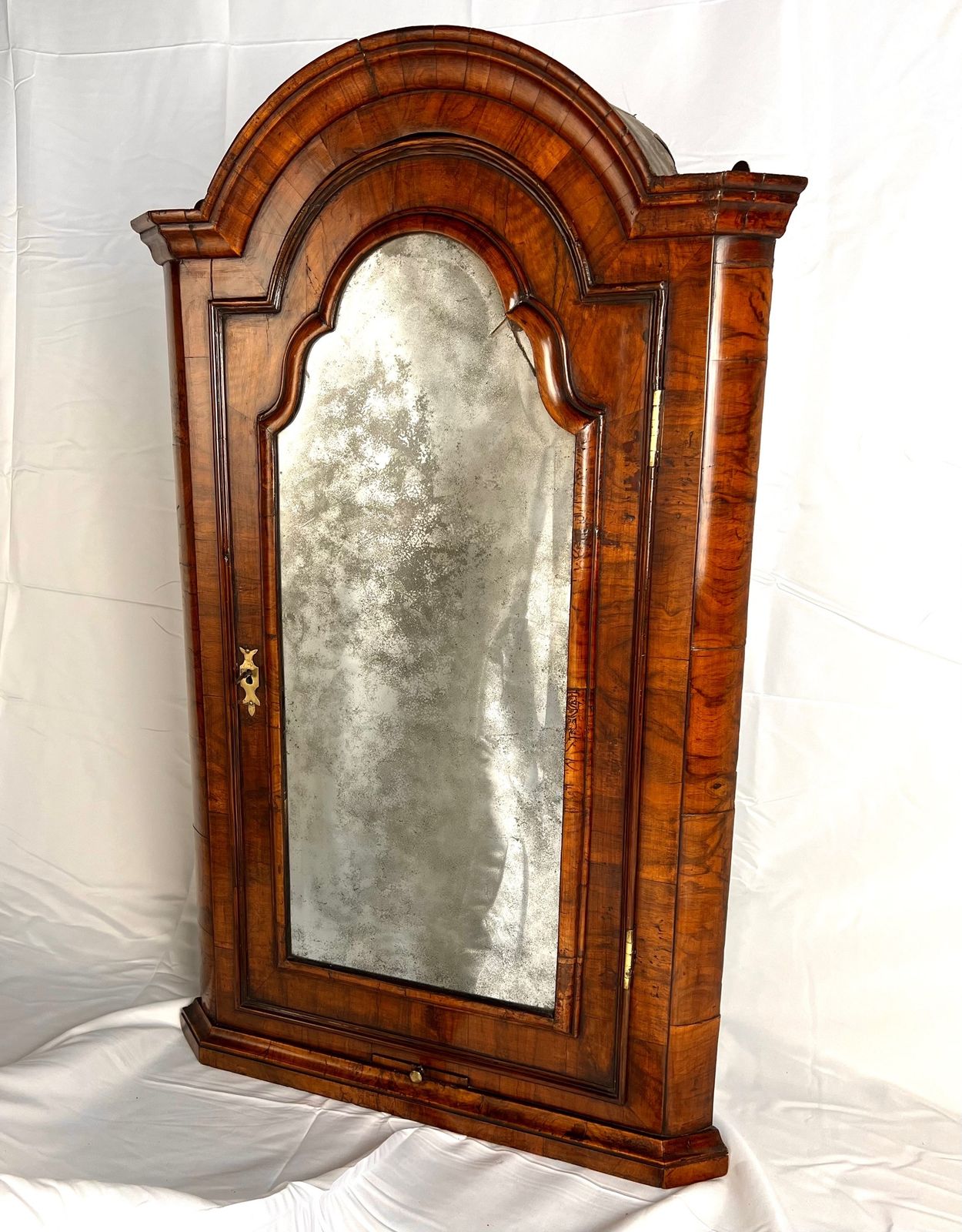 Queen Anne Walnut Wall Hanging Corner Cupboard With Mirror photo furniture
