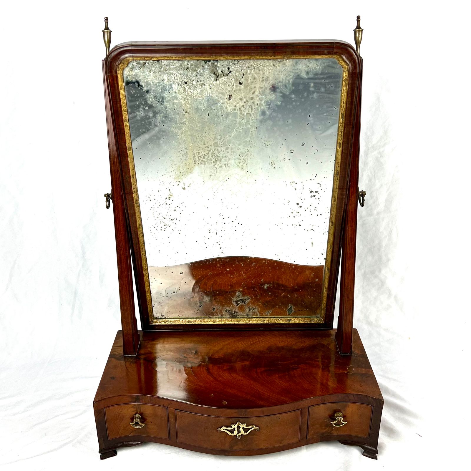 Georgian Mahogany Serpentine Toilet Mirror photo furniture