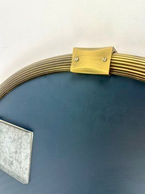 Mid Century German Round Brass Wall Mirror From Planilux, 1970s photo vinterior