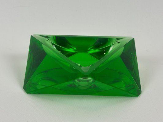 Art Deco Green Glass Ashtray Attributed To Moser, 1930s photo furniture