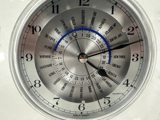 Home Decor Postmodern Crystal World Time Table Clock By Rastal For Wiesenthal, 1980s photo