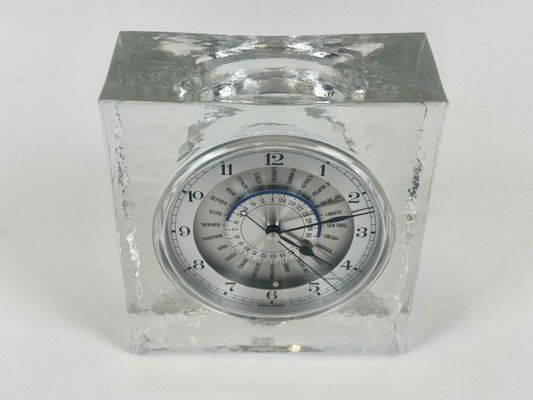231.0 Postmodern Crystal World Time Table Clock By Rastal For Wiesenthal, 1980s photo