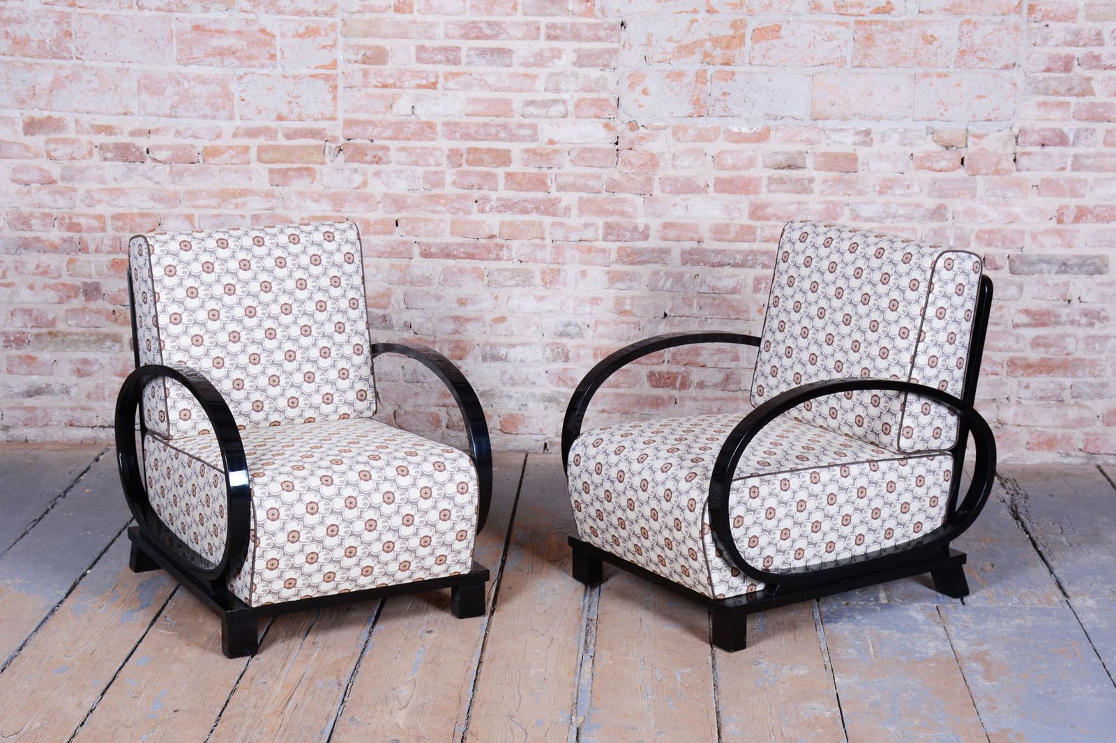 Pair Of Restored Art Deco Armchairs, By J. Halabala, Up Závody, Czech, 1920s photo for sale