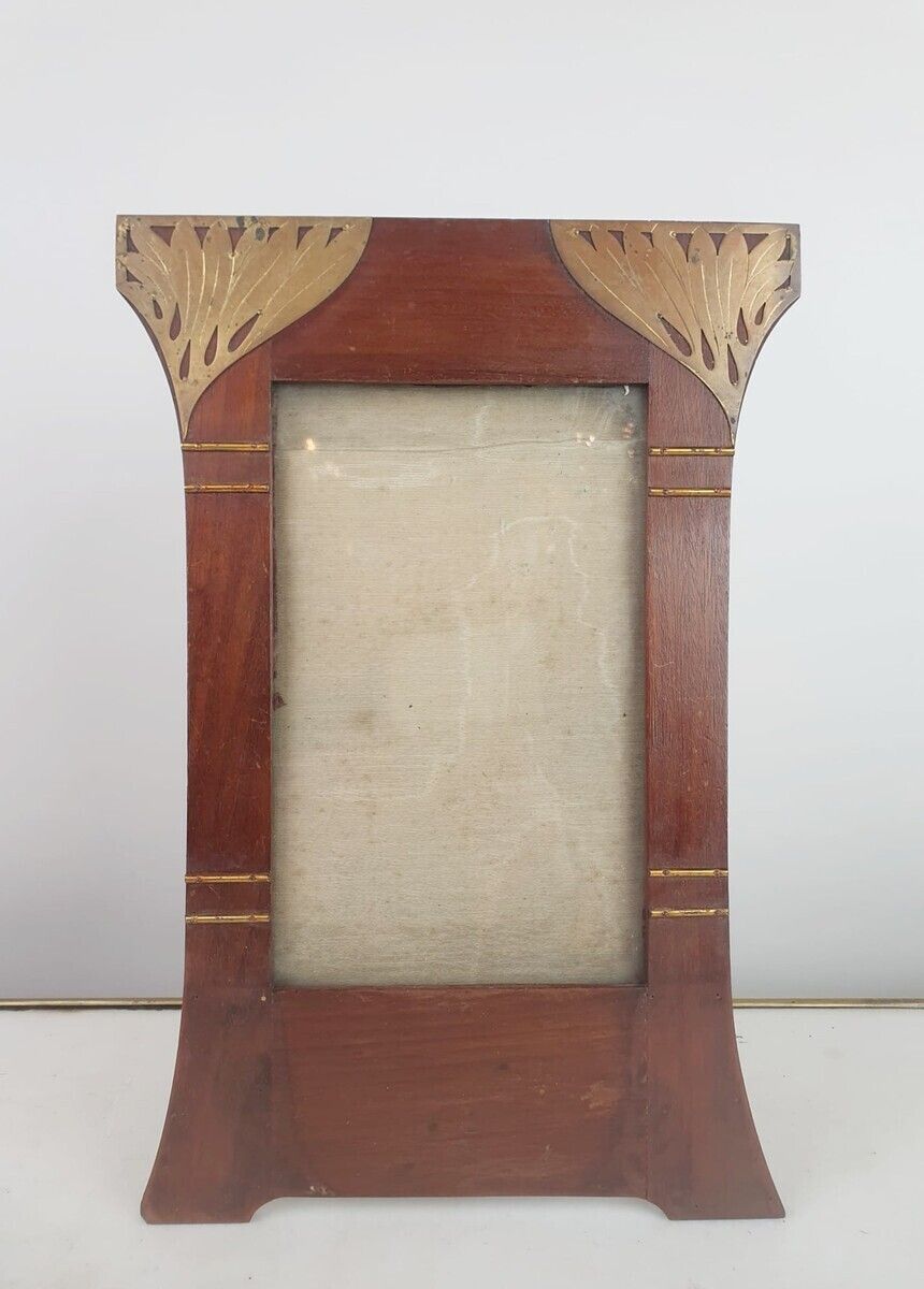 Art Nouveau Photo Frame In Mahogany And Brass
