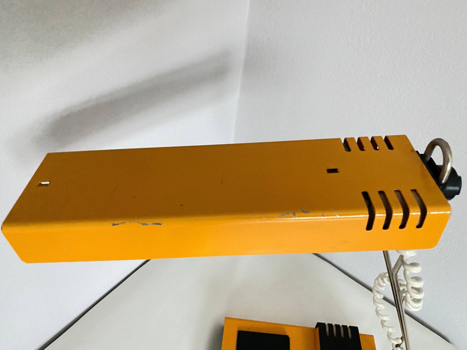Mid Century Modern Table/Wall Lamp Tesla Industrial Style . Yellow Desktop Metal Lamp Czechoslovakia photo for sale