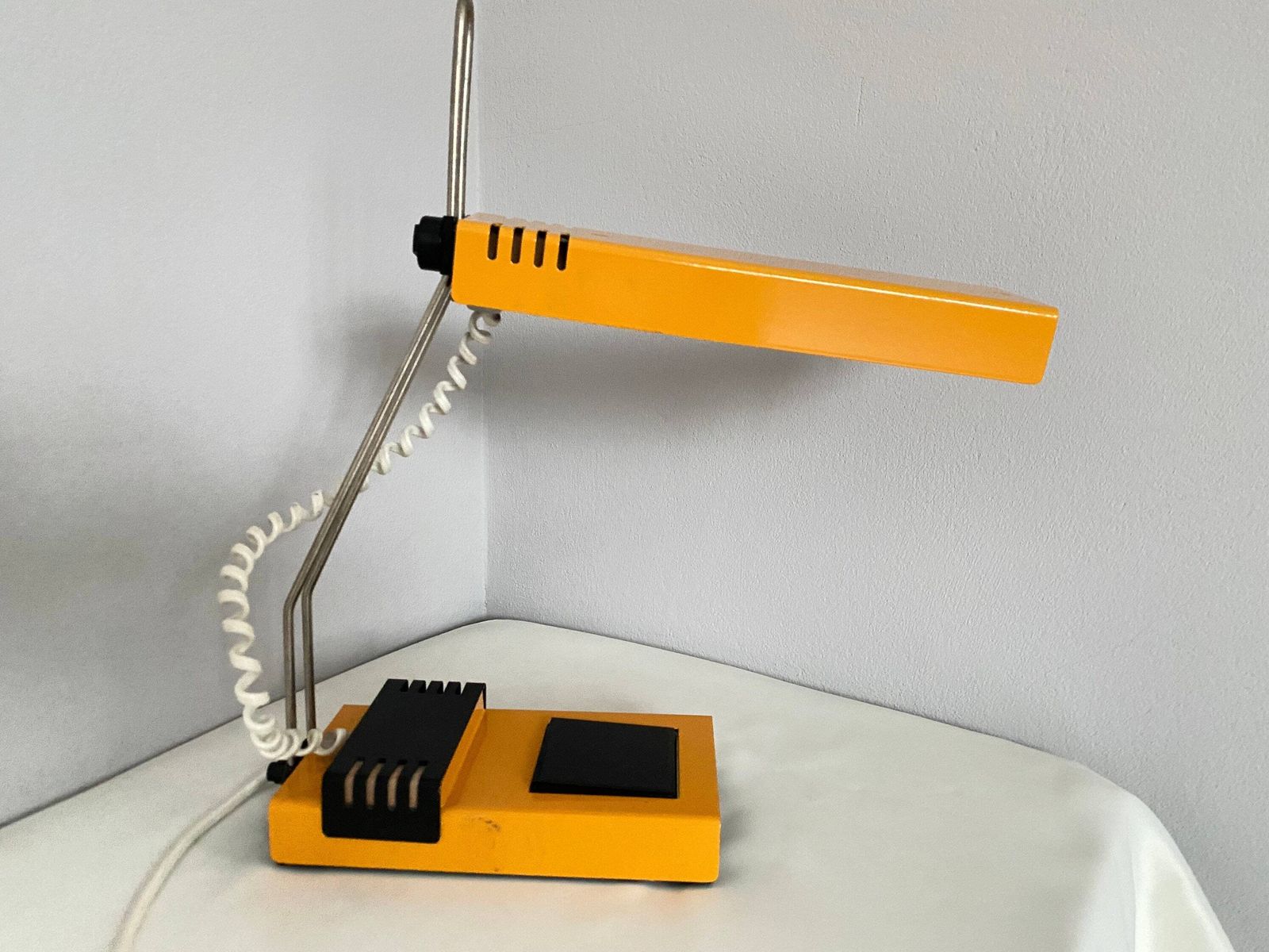 Mid Century Modern Table/Wall Lamp Tesla Industrial Style . Yellow Desktop Metal Lamp Czechoslovakia photo Lighting