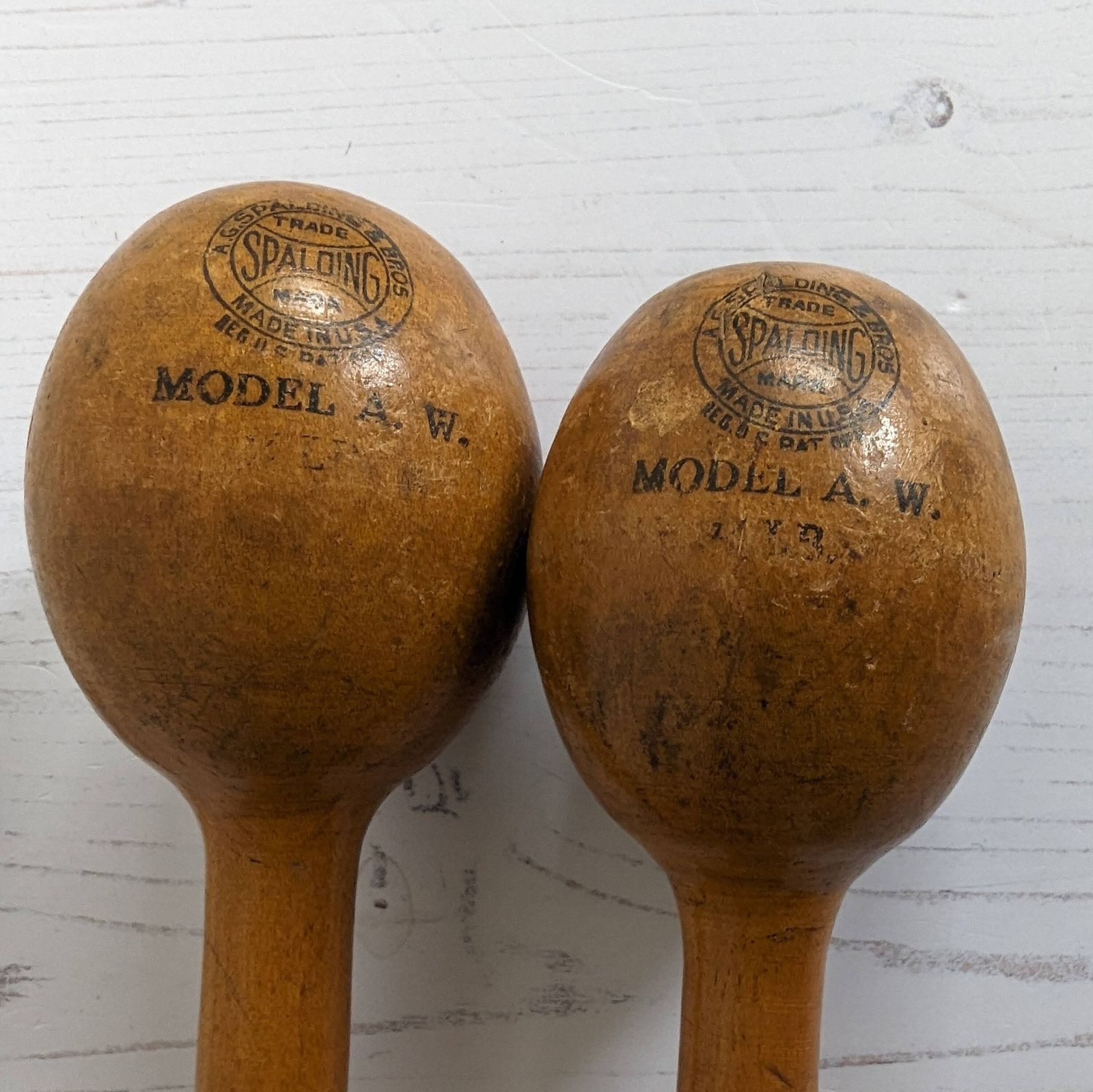 Pair Spalding Wooden Dumbbells 1910s 1920s Gym Decor Gym Gift Fitness Gift photo Home Decor