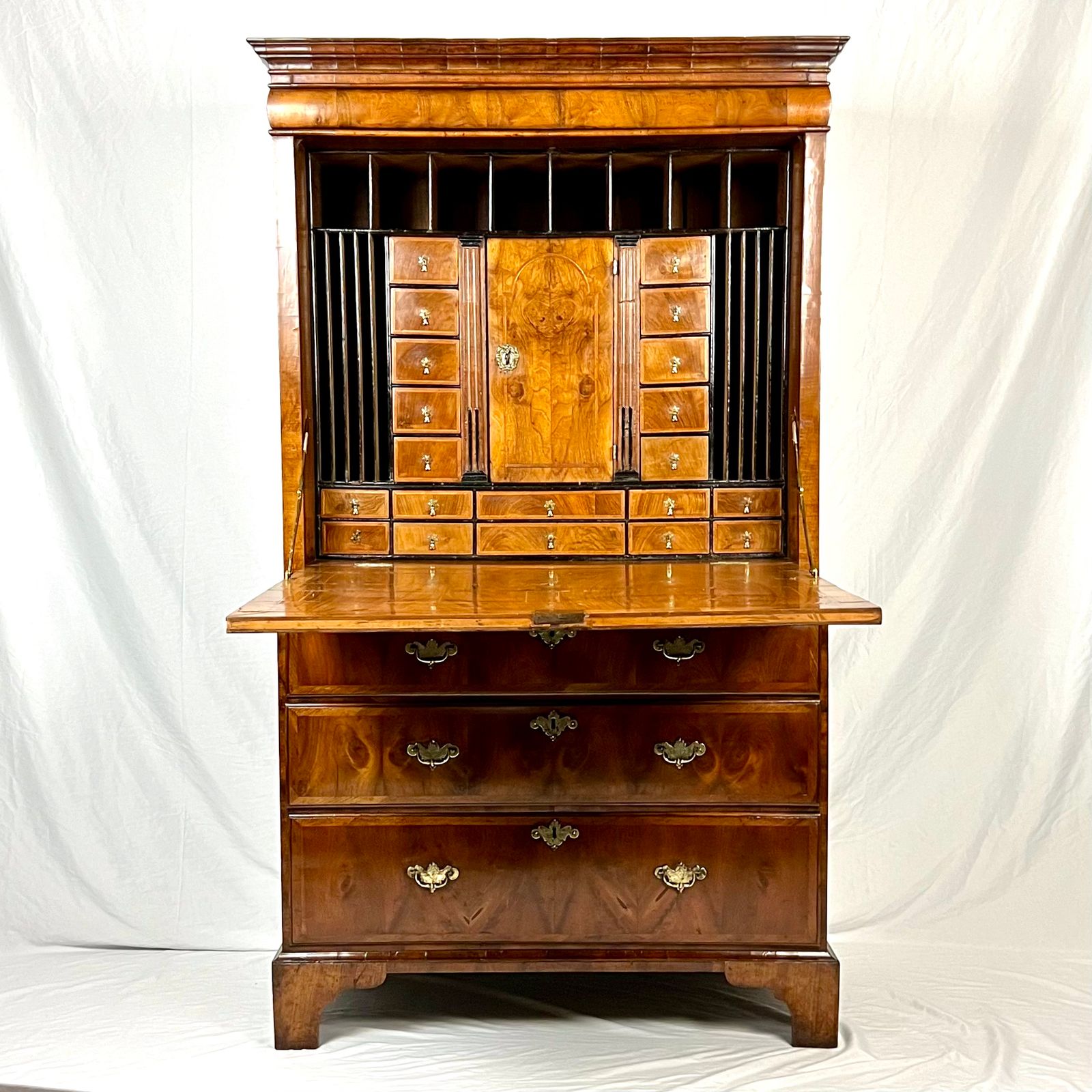 Queen Anne/ George I Inlaid, Figured Walnut Escritoire photo for sale