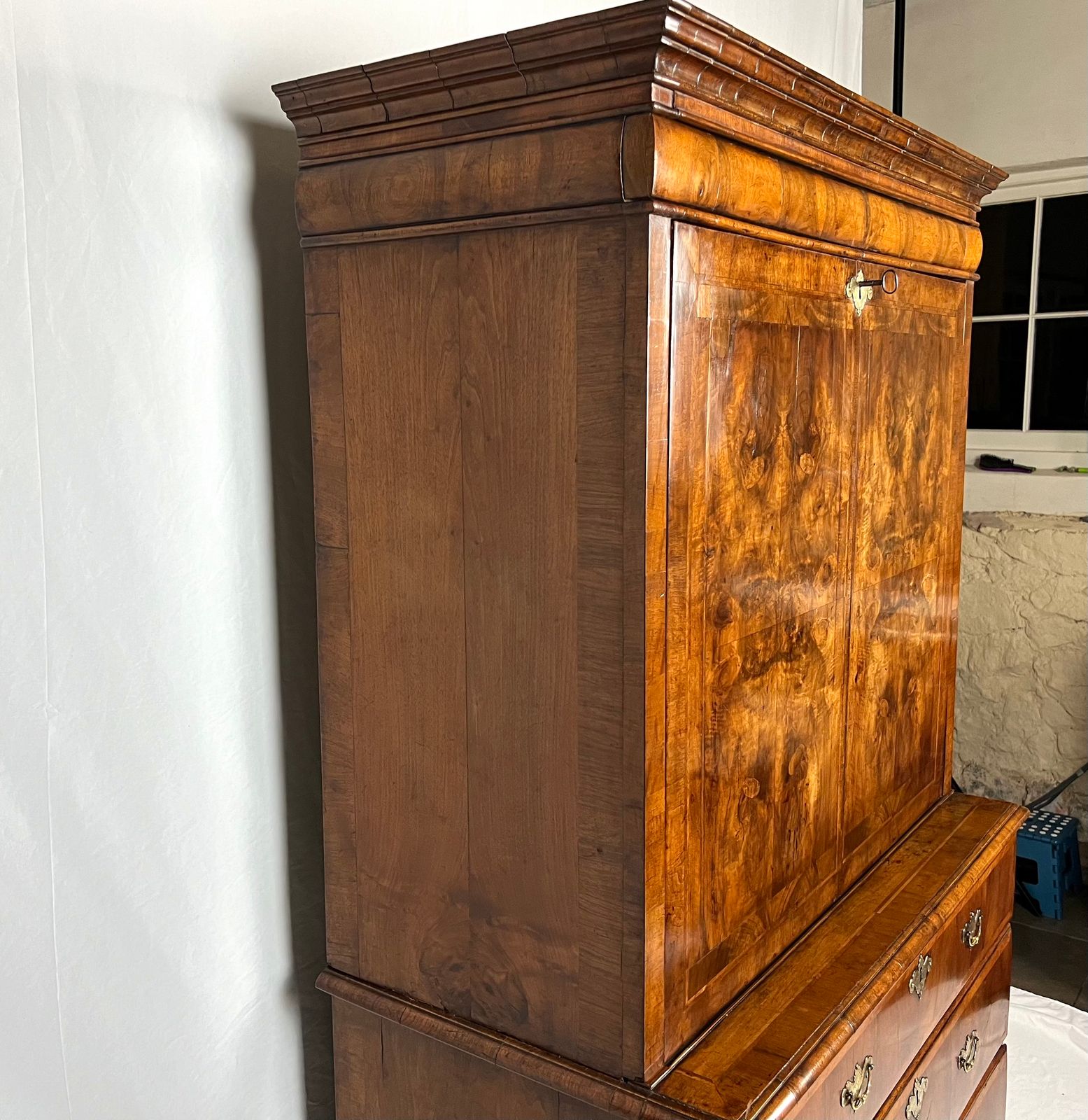 2750.0 Queen Anne/ George I Inlaid, Figured Walnut Escritoire photo