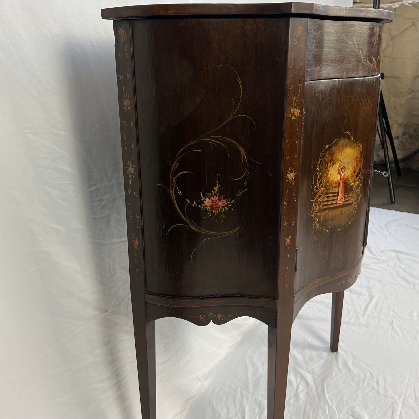 450.0 Small 19th Century Sheraton Revival Simulated Rosewood Serpentine Commode photo