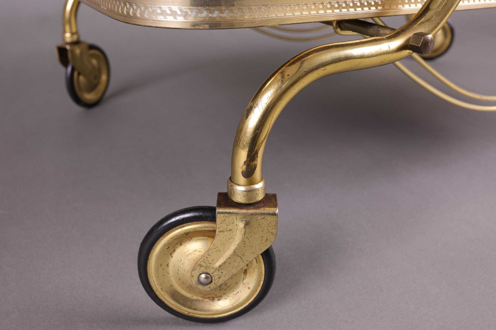 Vintage 1960s Bar Cart | Brass Finish & Wood | Mid Century Modern Drinks Trolley | Retro Tea Serving Cart | German Design photo vintage