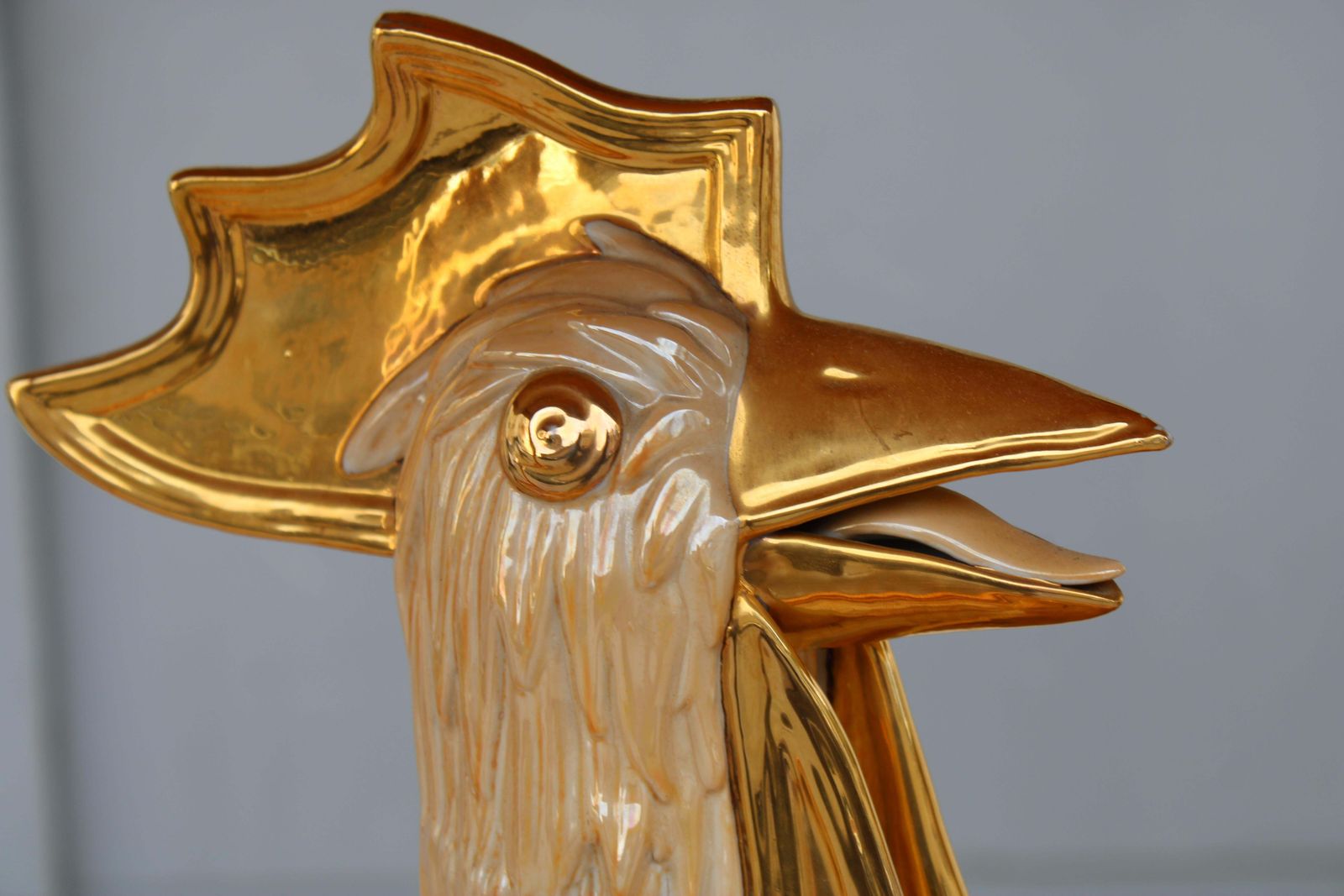 Large Sculptures Of Hen And Rooster Italy 1970 In 24 Kt Gold photo 1347.0